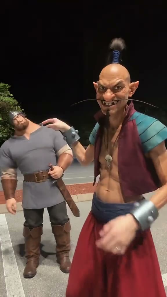 Animated characters do the swap in a parking lot at night. This is the motion reference.